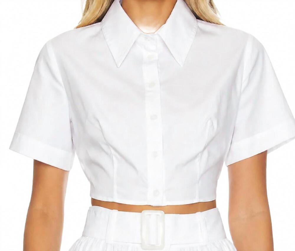 NEW MATTHEW BRUCH cropped tie back button up in white